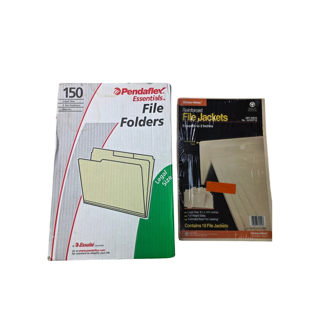 Pendaflex Essentials File Folders 150ct & Globe-Weis File‎ Jackets 10ct Legal